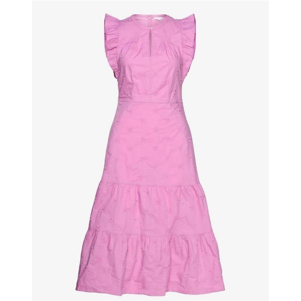 NWT Gap Flutter Sleeve Bubblegum Pink Midi Eyelet Dress Size 8